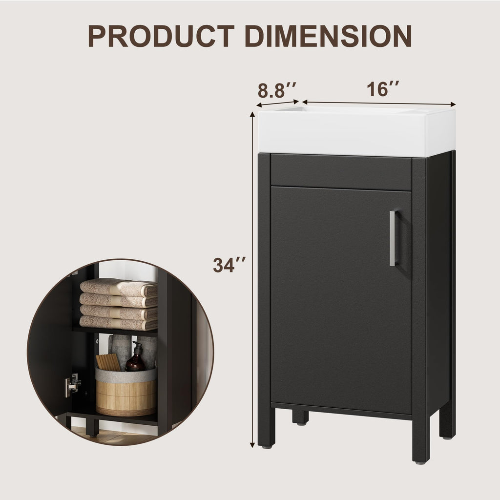 Garvee 24" Bathroom Vanity with Sink, Freestanding Bathroom Cabinet