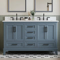 60 Inch Bathroom Vanity Double Sink, Steel Blue