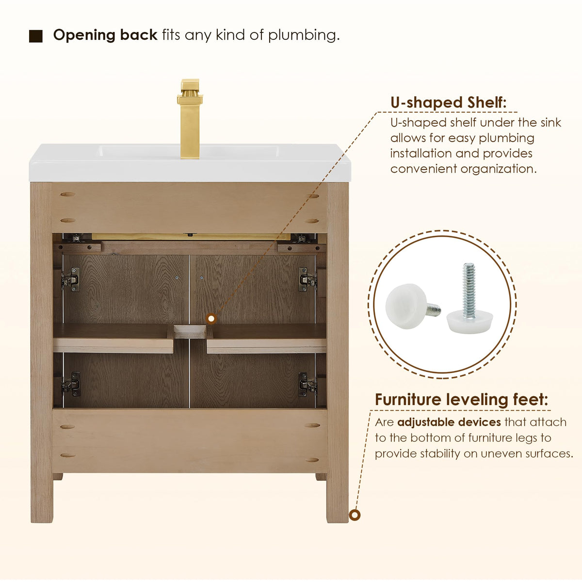 48 Inch Bathroom Vanity with Sink Modern Single Vanities with Countertop