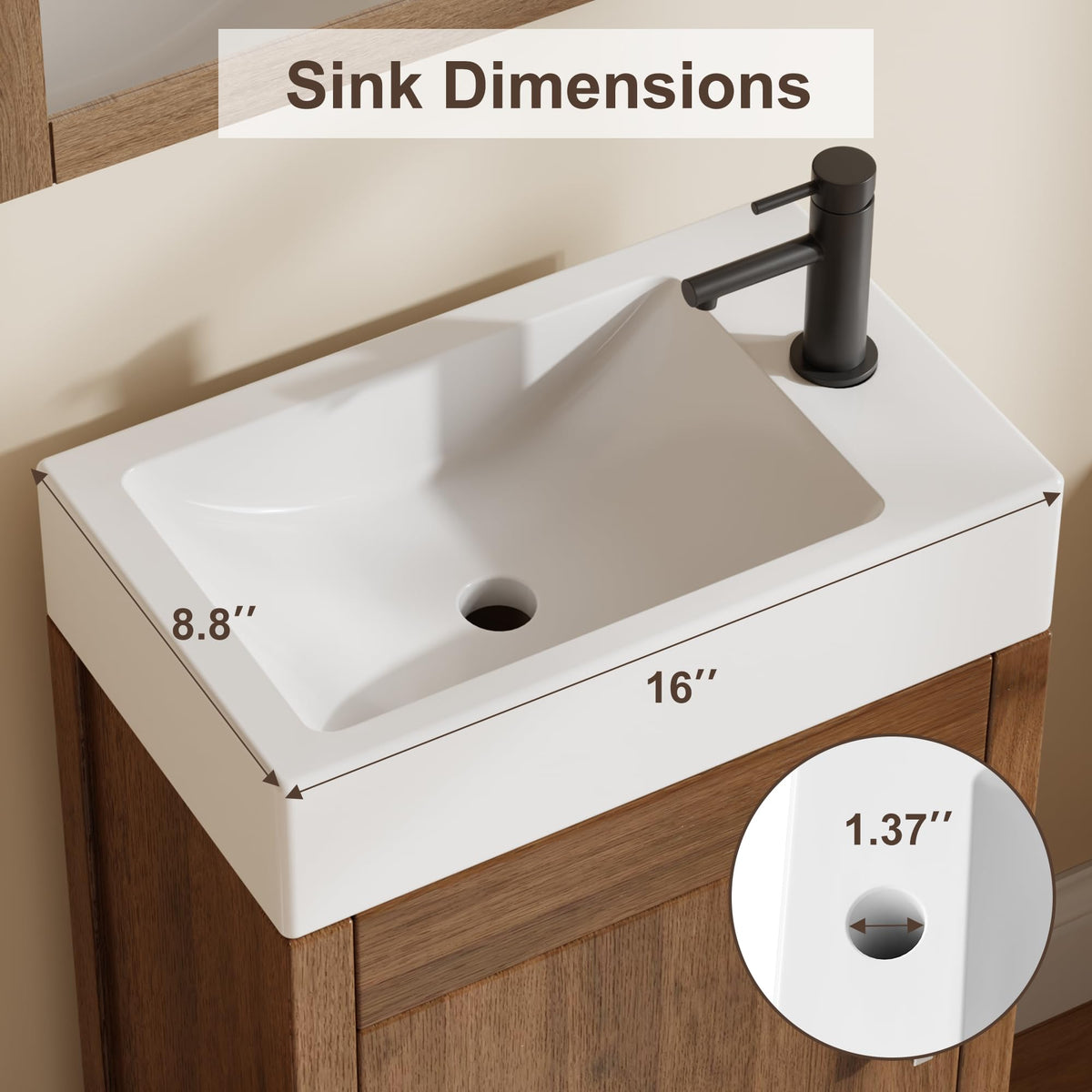 Garvee 24" Bathroom Vanity with Sink, Freestanding Bathroom Cabinet
