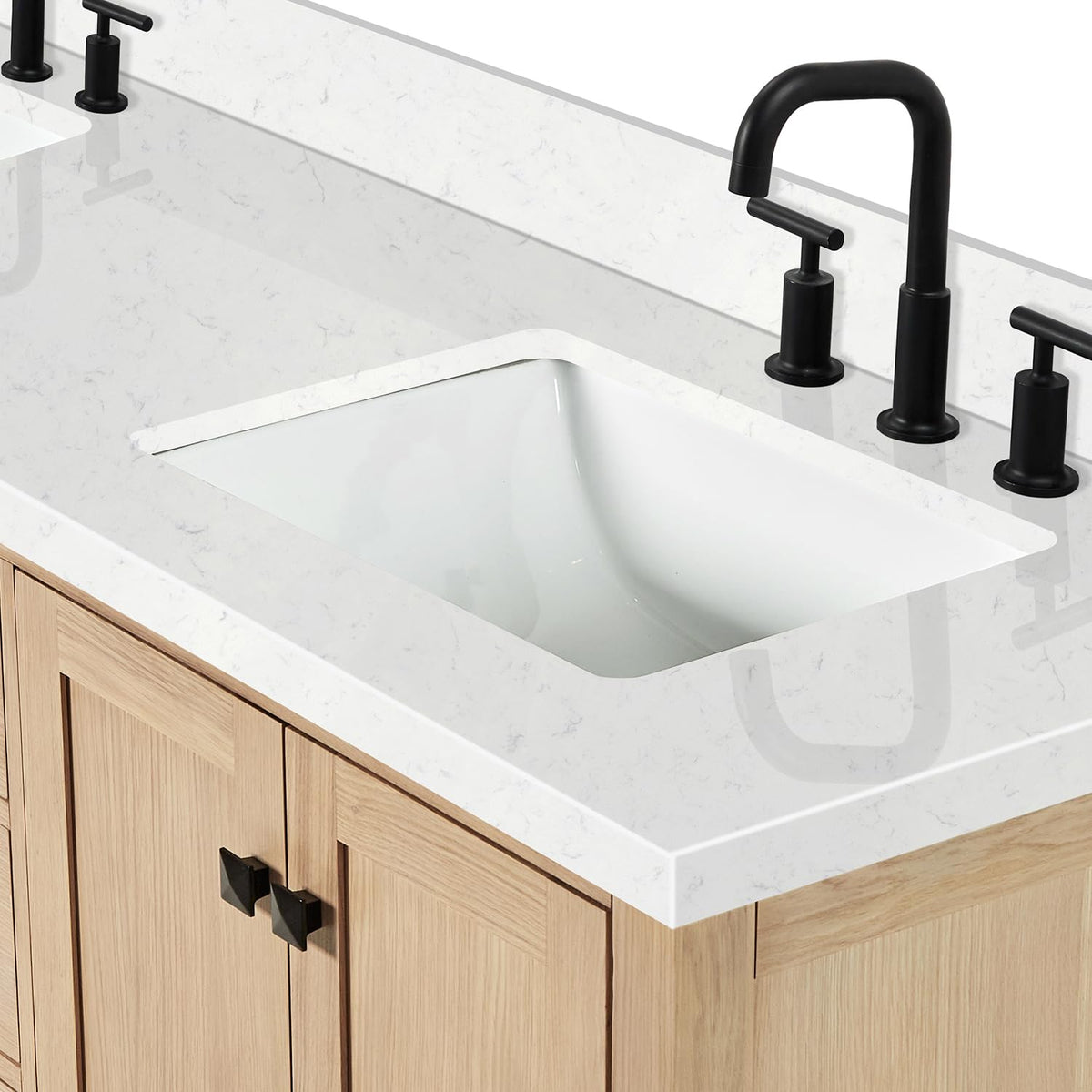 DKB Emilia 72 Inch Bathroom Vanity Double Sink â White Bathroom Vanity with Sink, 1.5" Edge Carrara White Quartz Countertop & Backsplash, 4 Soft-Close Doors, and 6 Dovetail Drawers