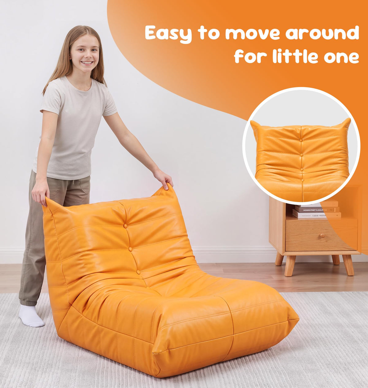 Hobestluk Bean Bag Chair Adult Leather Togo Chair Memory Foam Living Room