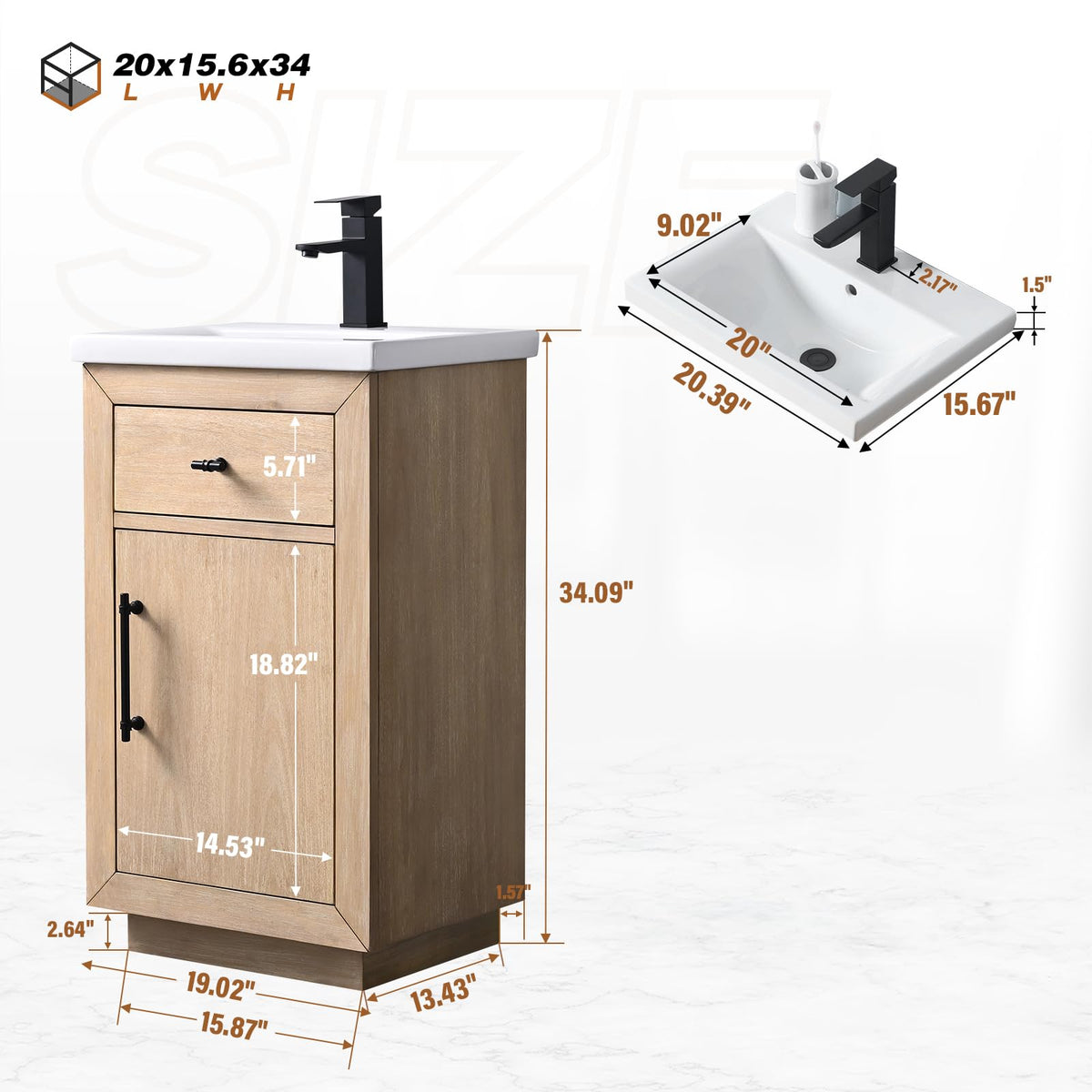 HOMEBEYOND 72" Bathroom Vanity with Double Sink & Ceramic Top, MDF Material Vanity Cabinet with Basin Combo, Soft-Closing Doors, Removable Shelf, Backsplash, Tan