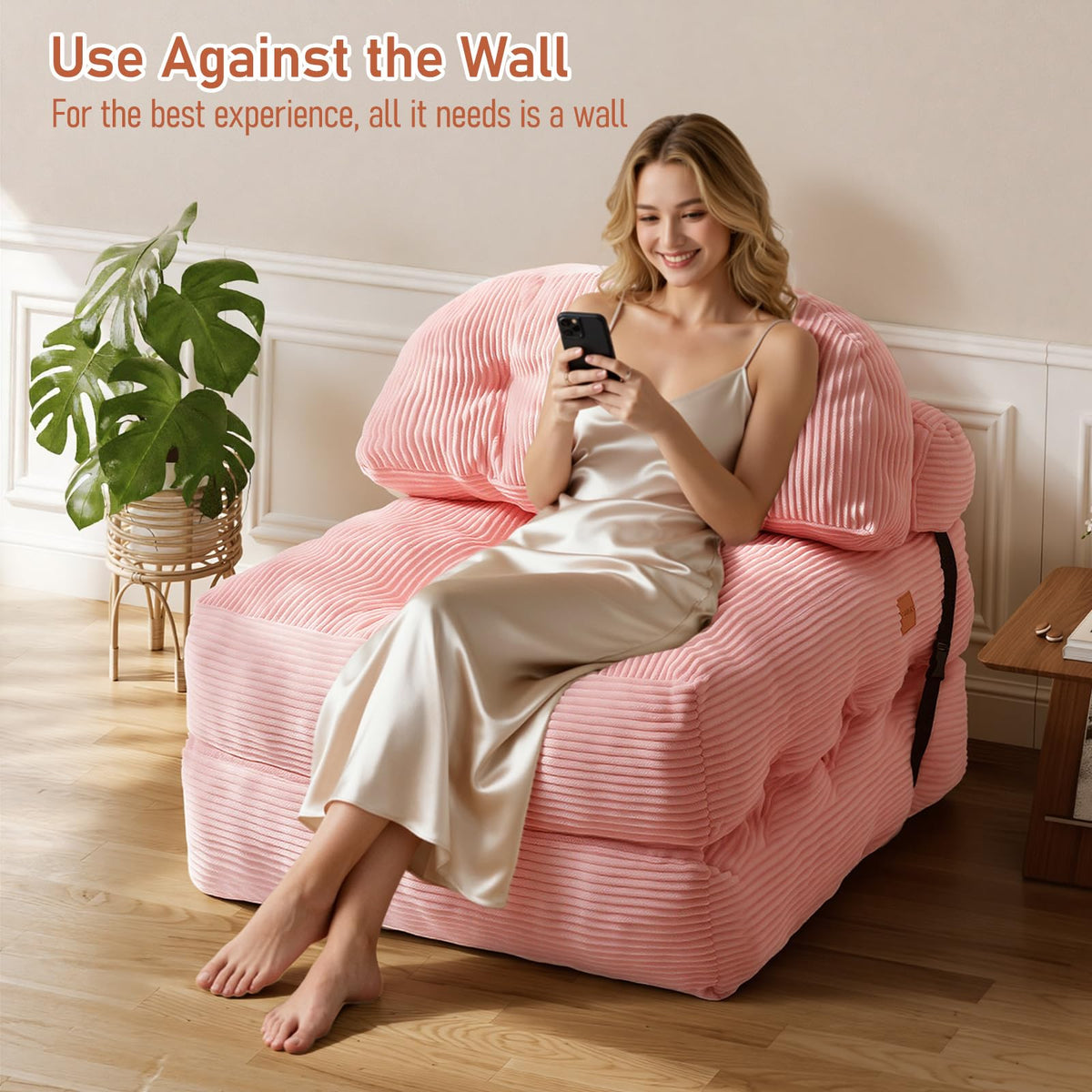 Folding Sofa Bed, Convertible Sleeper Chair with Back Support and Pillow