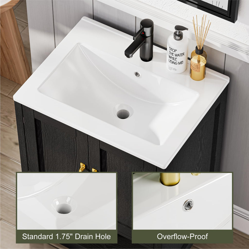 30" Bathroom Vanity with Sink, Modern Bathroom Cabinet, White