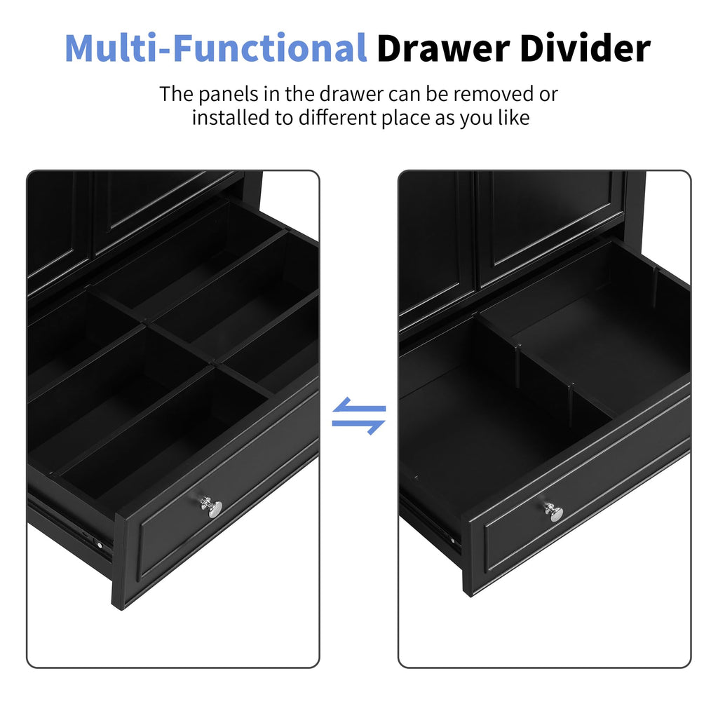 30" Bathroom Vanity Cabinet with Undermount Sink, Storage Rack Shelf, Multi-Functional Drawer Divider, Soft Closing Doors, Black