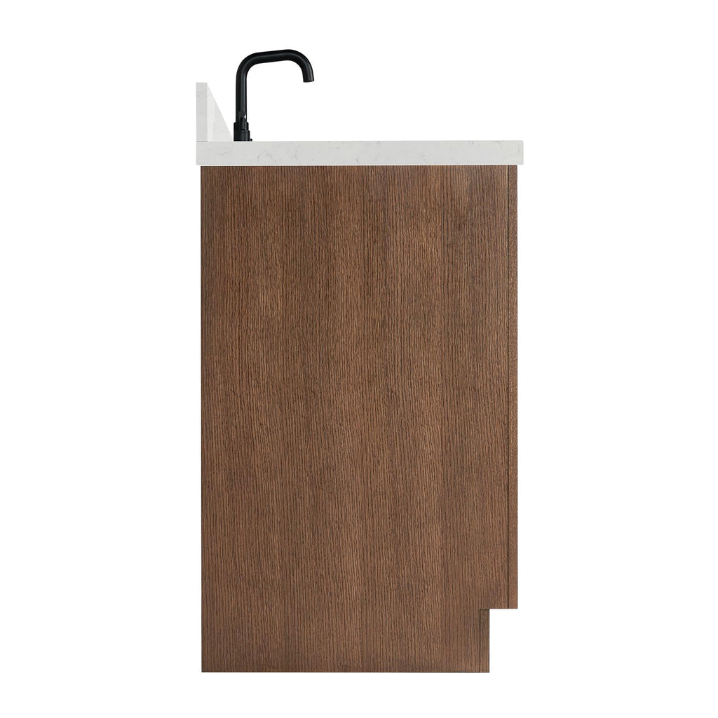 ARIEL Hepburn 66-inch Bathroom Vanity with Sink,Solid Wood, 1.5-inch Pure White Quartz Countertop & Backsplash, Single Rectangular Porcelain Sink, 2 Soft Closing Doors, 9 Dovetail Drawers, White