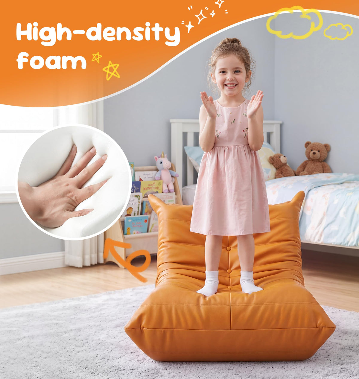 Hobestluk Bean Bag Chair Adult Leather Togo Chair Memory Foam Living Room