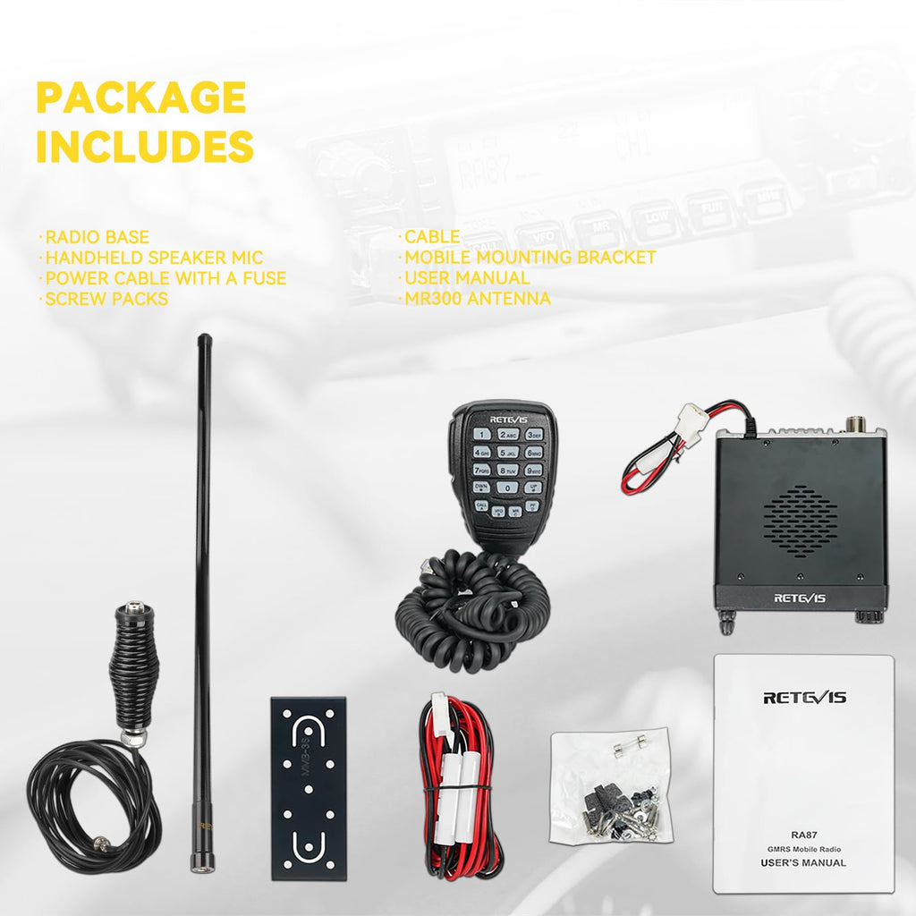 Retevis RA87 GMRS Mobile Radio, High Power Mobile Transceiver Base Station