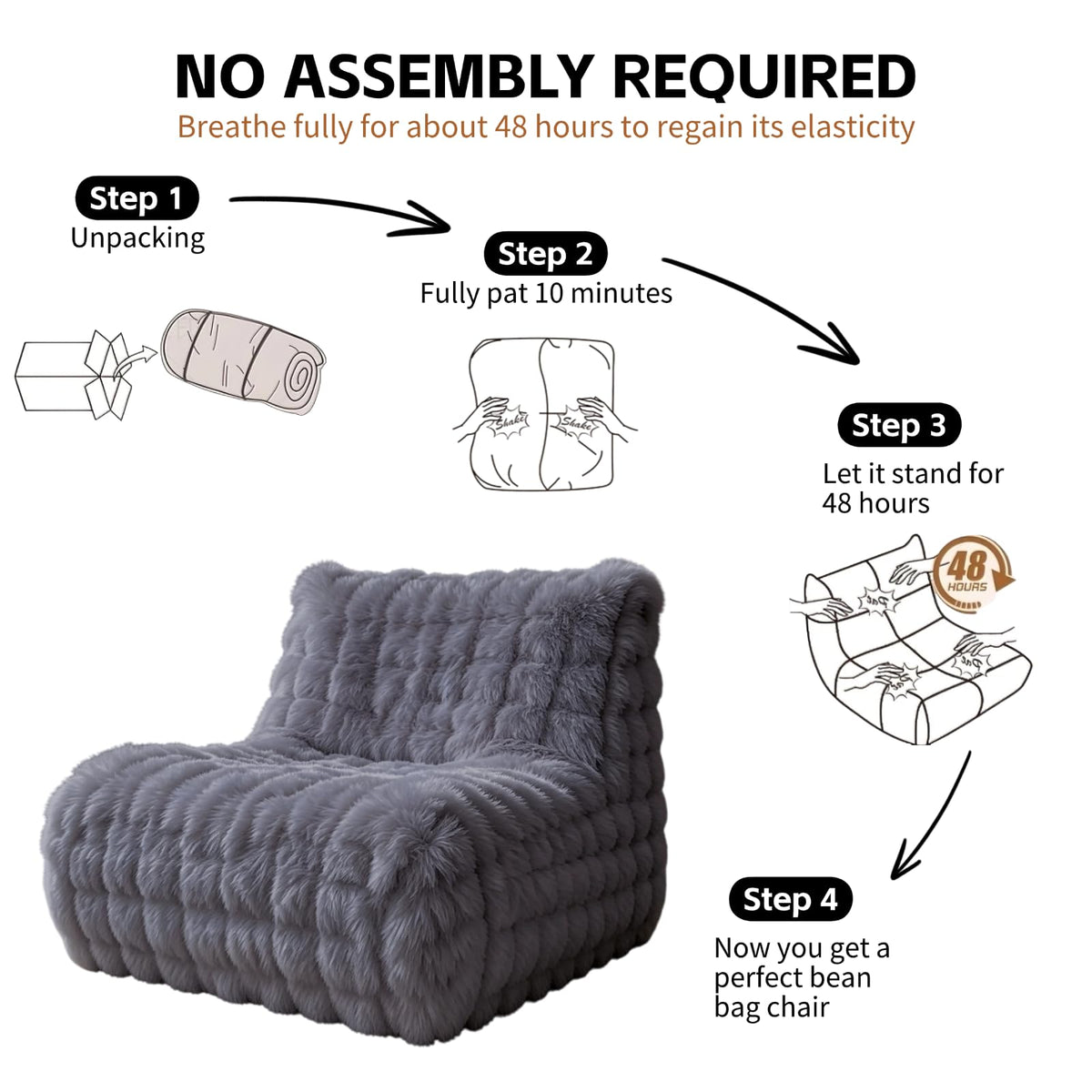 Memory Foam Bean Bag Chair, Gray