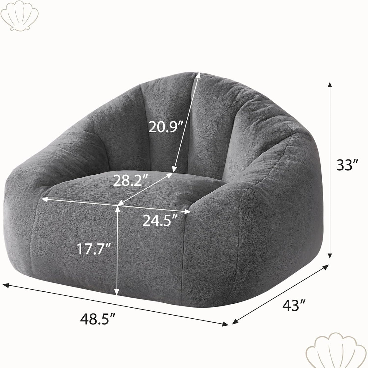 HUGHEAVEN Max Giant Bean Bag Chair, Bean Bag Sofa for Adults & Teens