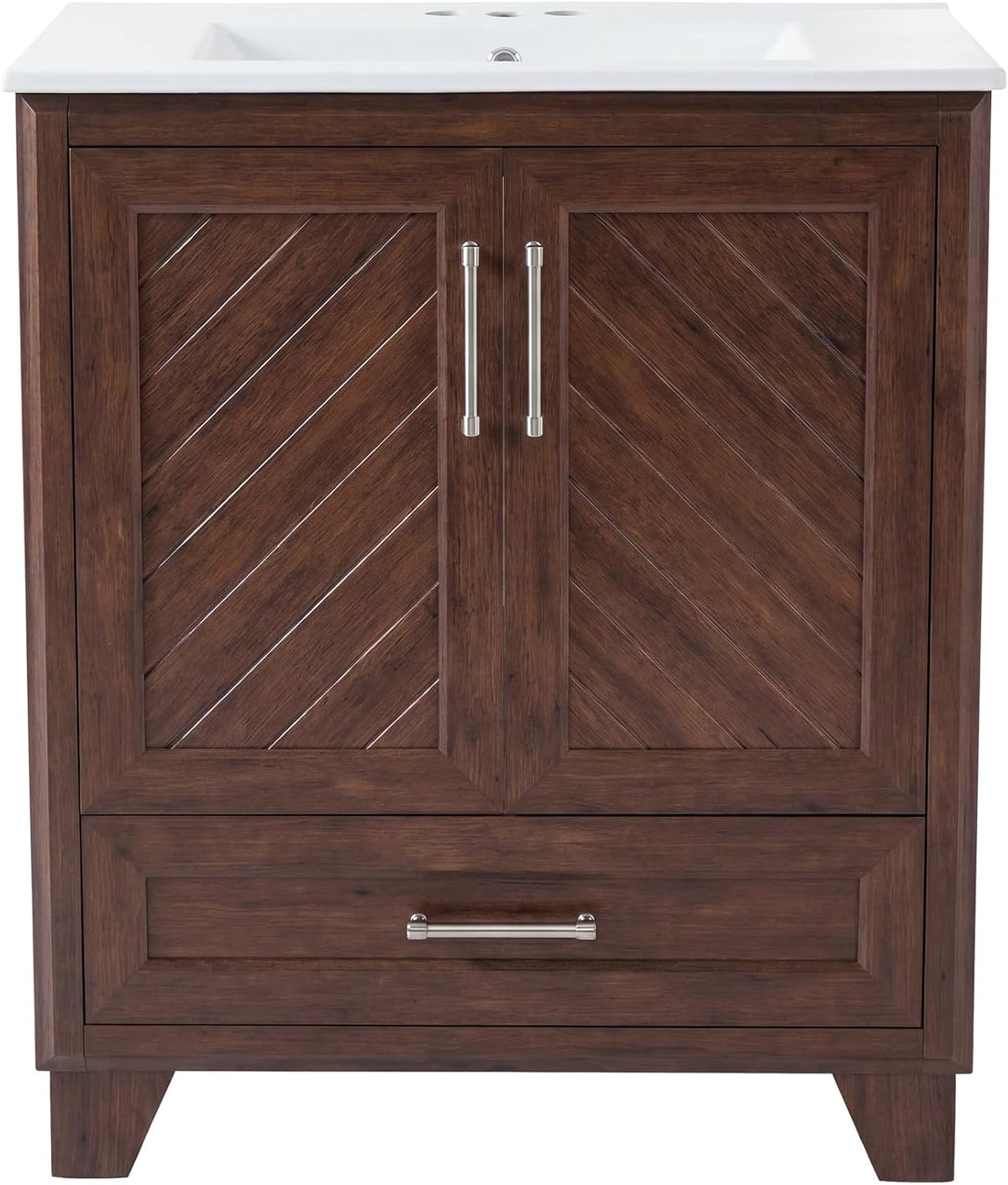 Tribesigns 30 Inch Bathroom Vanity with Sink, Water-Resistant Door, Walnut