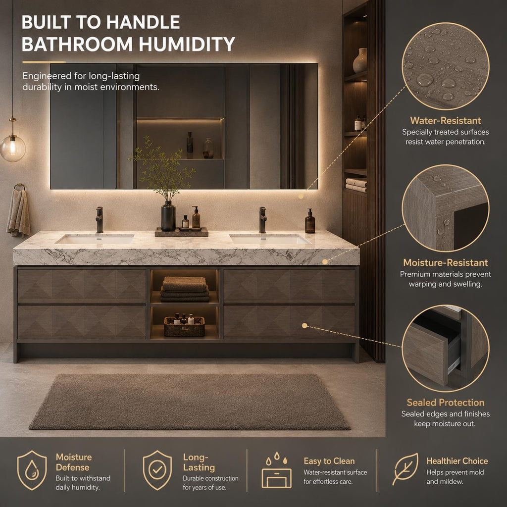 52 IN Freestanding Double Bathroom Vanity with Sinks & LED Backlit Mirror
