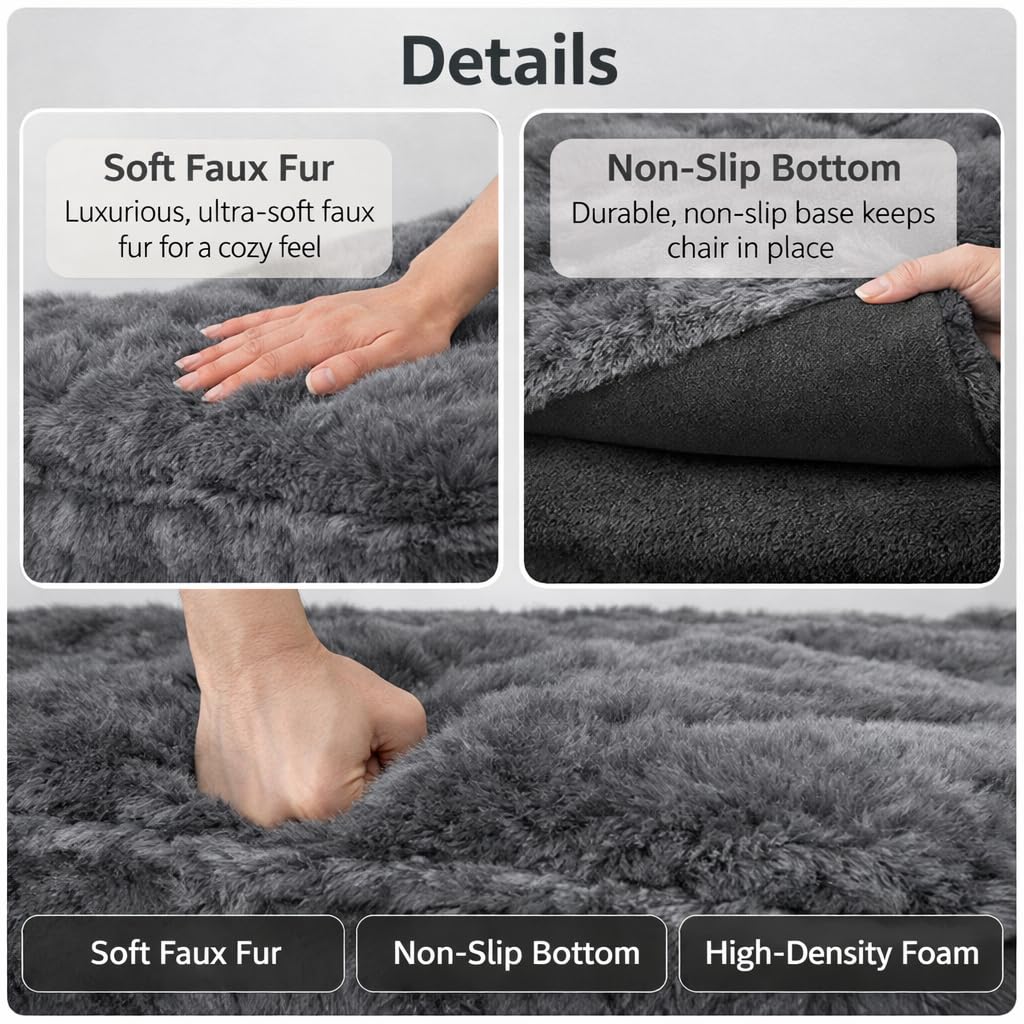 Memory Foam Bean Bag Chairs with Filler Faux (Dark Grey)