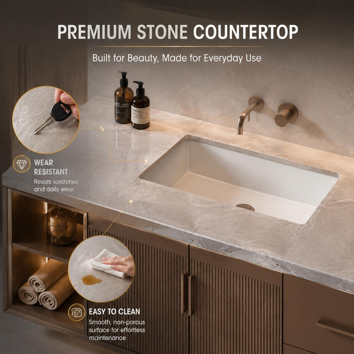60 IN Floating Double Bathroom Vanity with Sinks & LED Mirror Cabinet