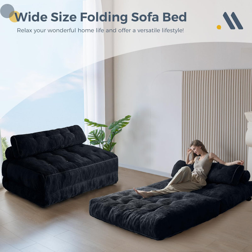 MAXYOYO Folding Sofa Bed, Convertible Chair Bed with Pillow