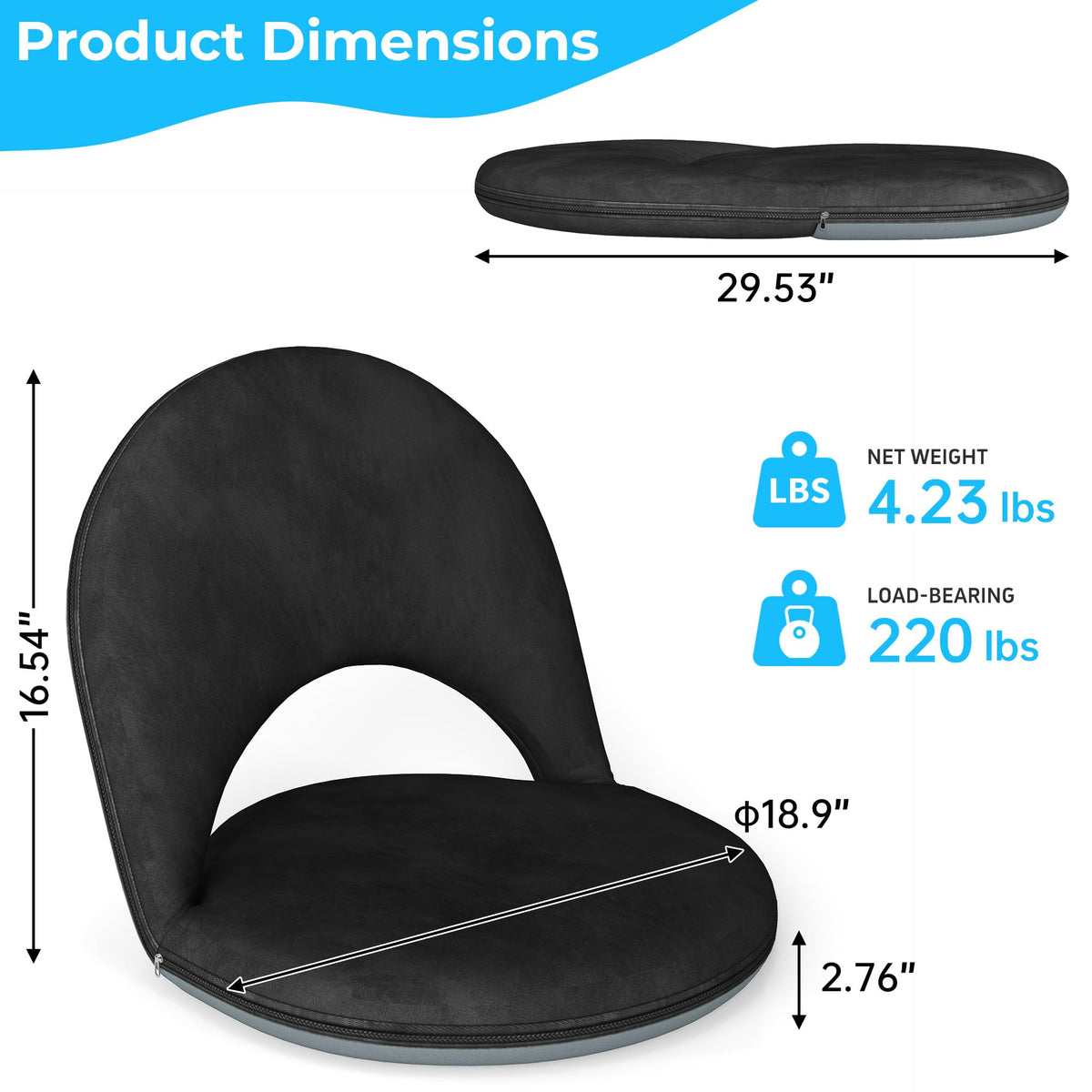 2Pcs Floor Chair with Adjustable Back Support for Kids and Adults