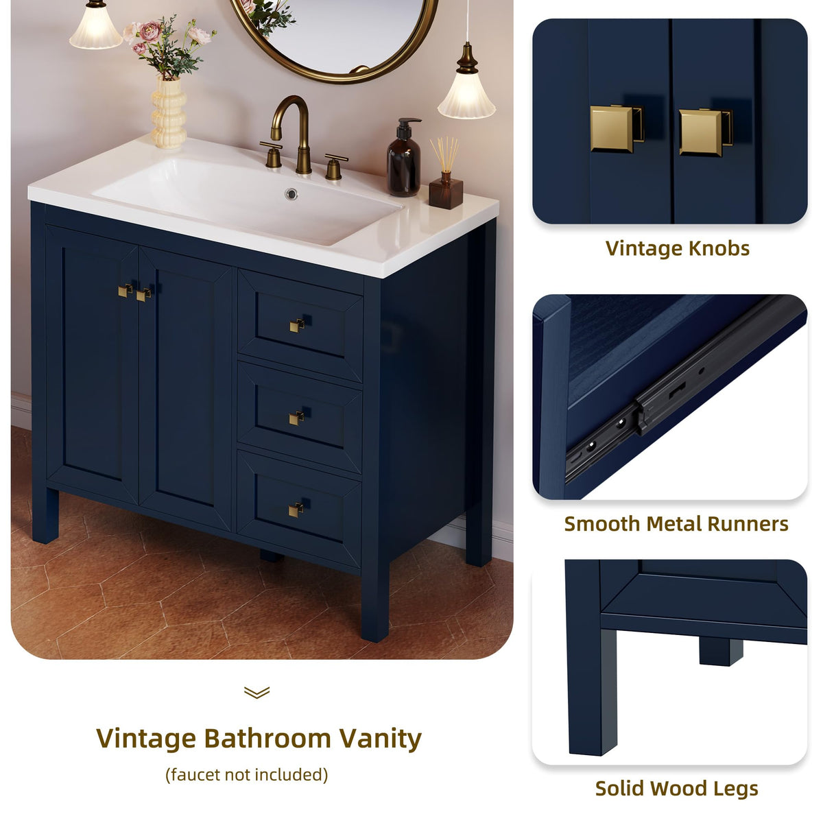 DWVO 36 Inch Bathroom Vanity with Sink