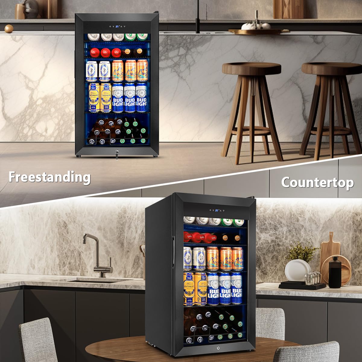 Tylza 24" Dual Zone Wine and Beverage Cooler Quiet Compressor