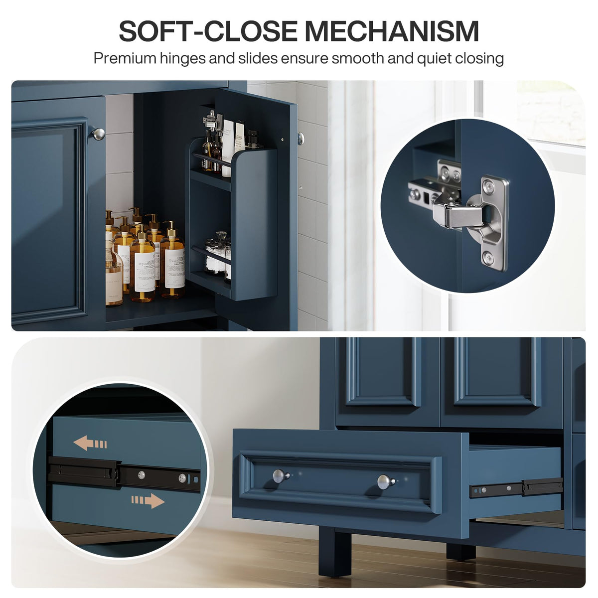 Tribesigns 30" Bathroom Vanity with Sink, Freestanding Bathroom Vanities Cabinet with Ceramic Basin Combo, Bathroom Sink Cabinet with 2 Doors and 1 Drawer, Solid Wooden Frame (Navy Blue, 30 INCH)