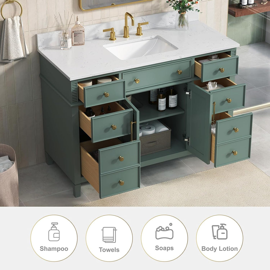 48 inch Bathroom Vanity with Sink, Green