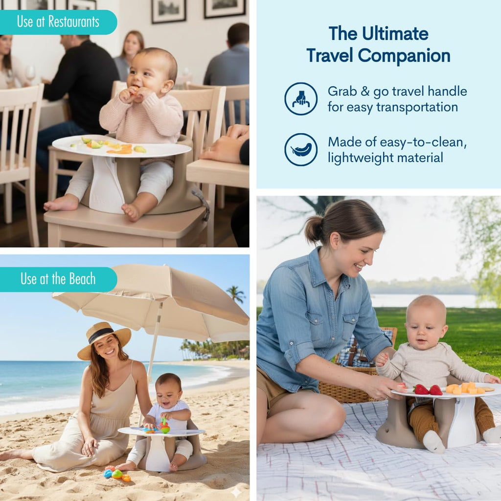 Upseat â The Original Ergonomic Baby Floor & Booster Seat with Tray, Developed with Physical Therapists for Upright Posture & Healthy Hip Development, 4â24 Months, Extra-Large Tray (Sage)