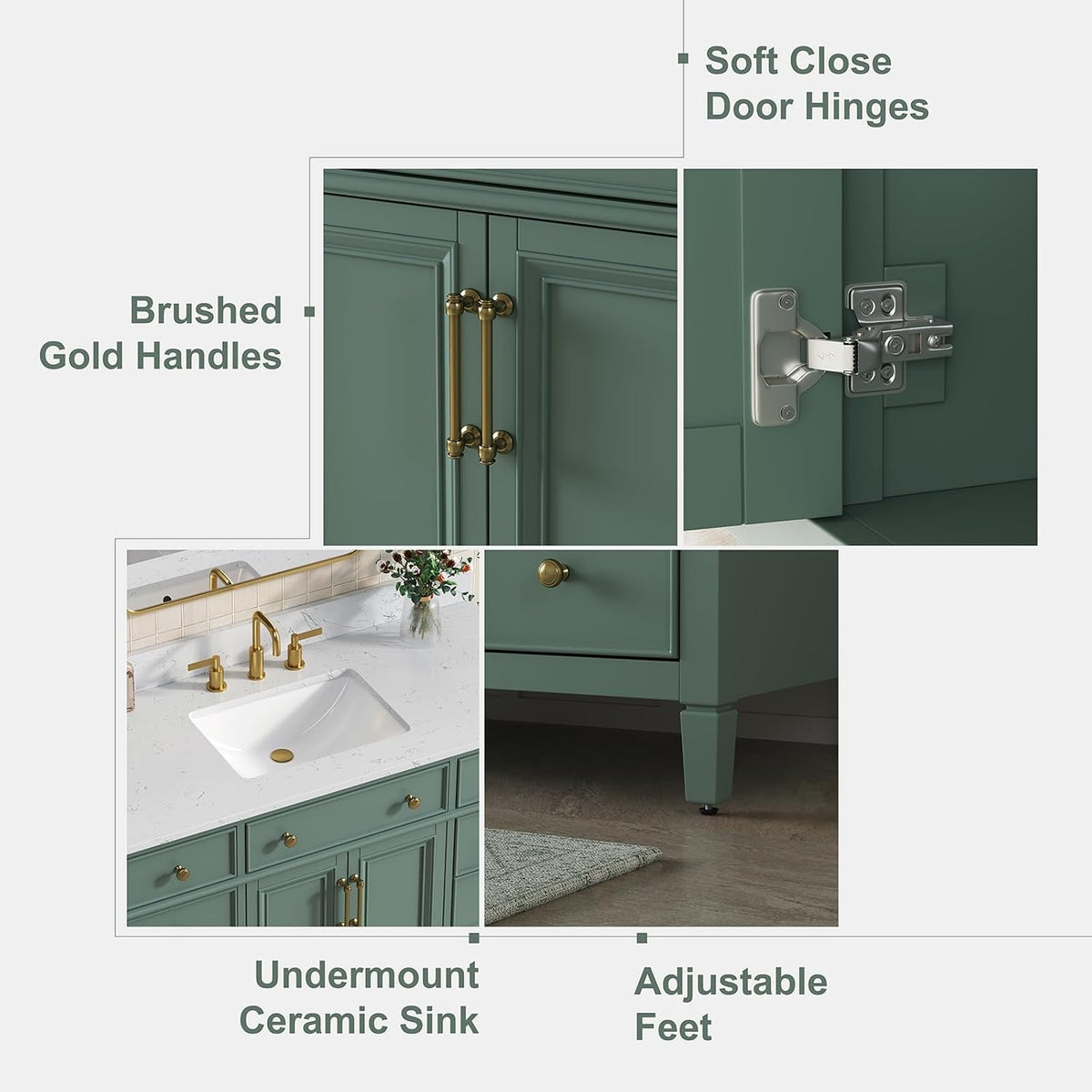 48 inch Bathroom Vanity with Sink, Green