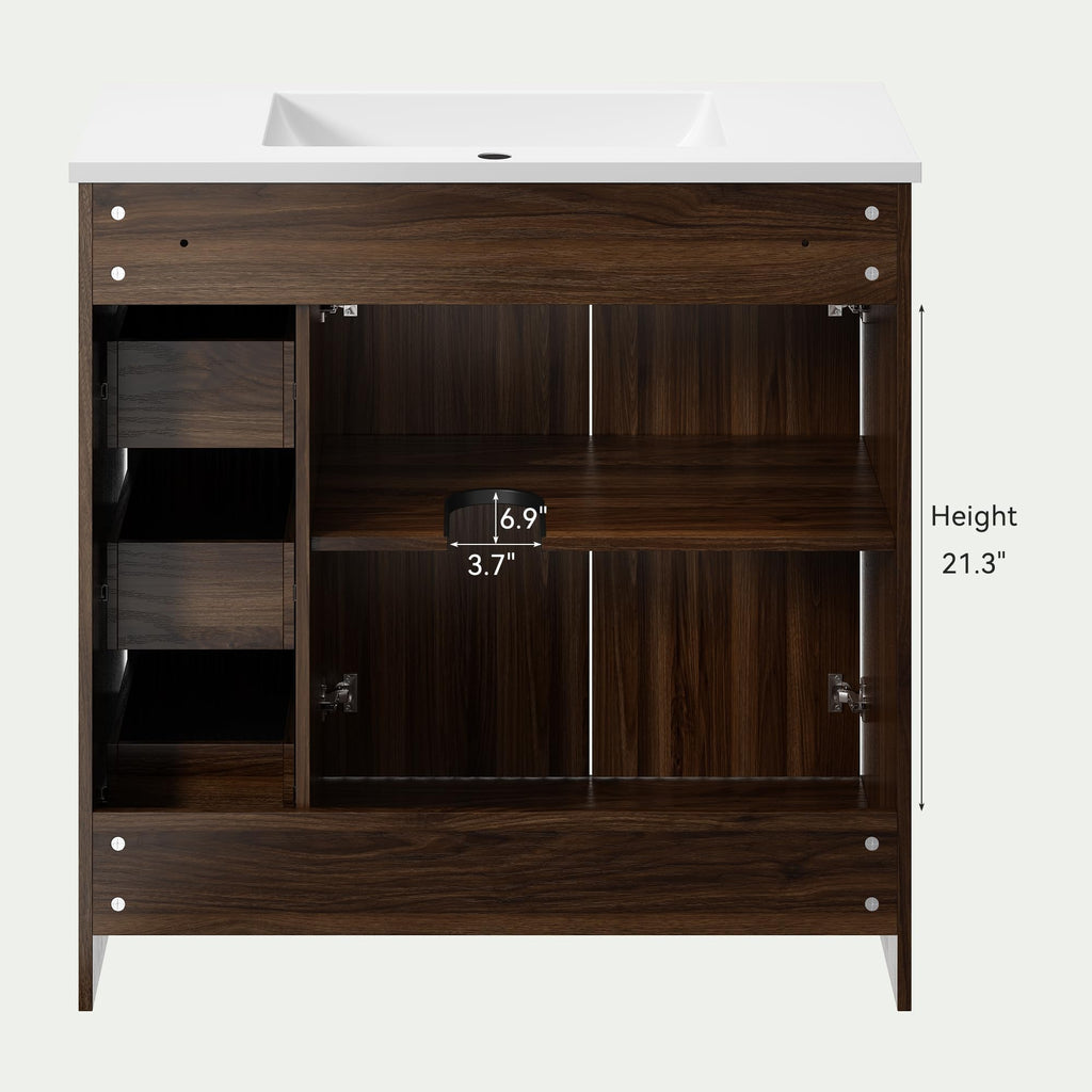 36" Bathroom Vanity with Sink Modern Oak
