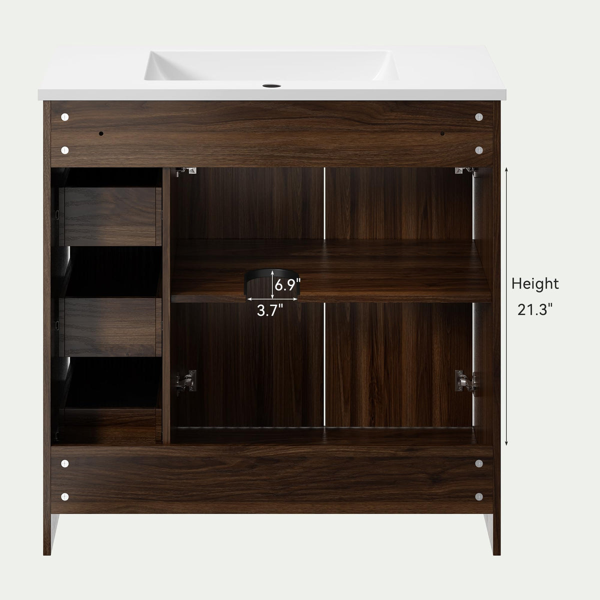 36" Bathroom Vanity with Sink Modern Oak