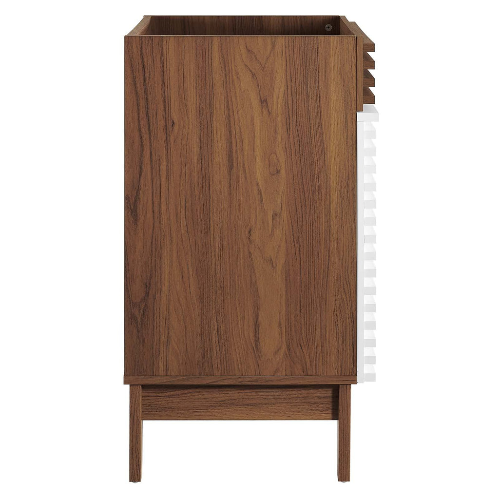 Modway Render Mid-Century Bathroom Vanity With Sink in Walnut White,24 Inch