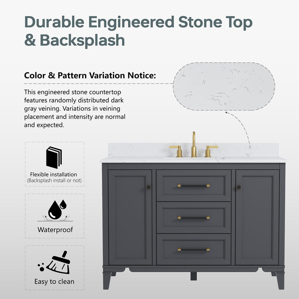 48 inch Bathroom Vanity with Sink, Green