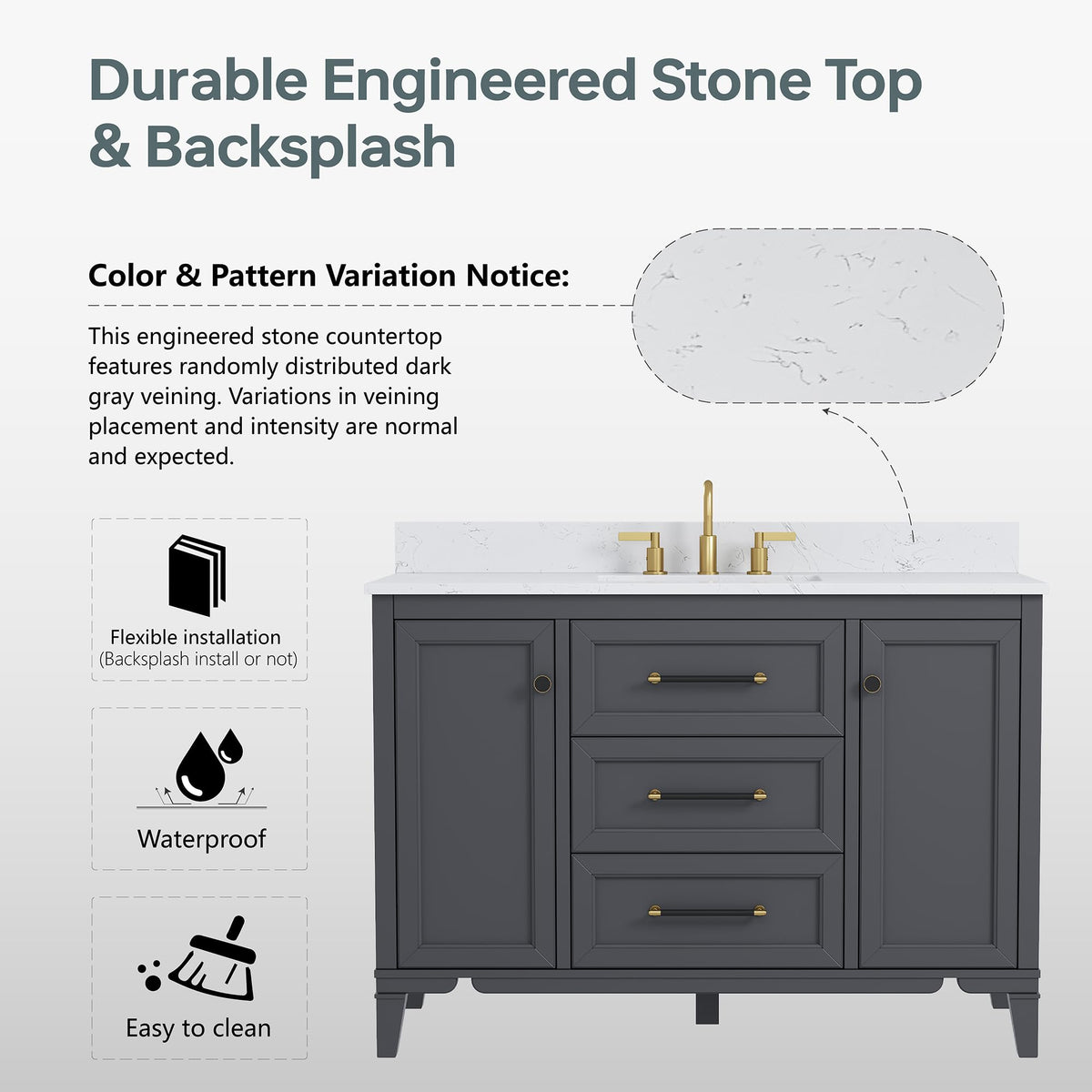 48 inch Bathroom Vanity with Sink, Green
