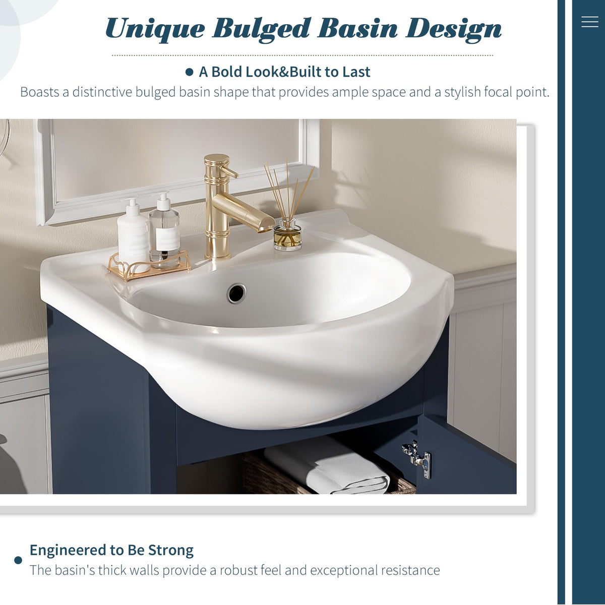 YOPTO 20" Bathroom Vanity with Ceramic Sink, French Style, Black