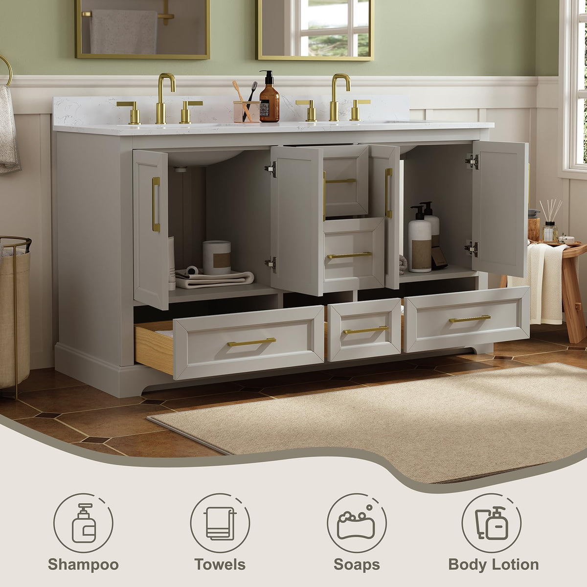 48 inch Bathroom Vanity with Sink, Green