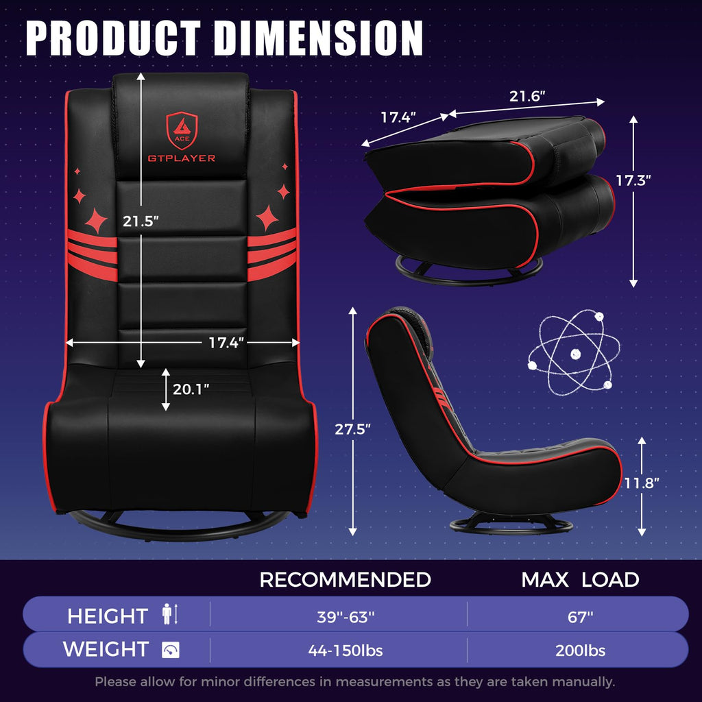 GTPLAYER Floor Gaming Chair Foldable Swivel Floor Chairs for Kids Boys Comfy Video Game Seat with 360Â° Multipurpose for Gamers, Bedroom or Game Room(Black-Blue)