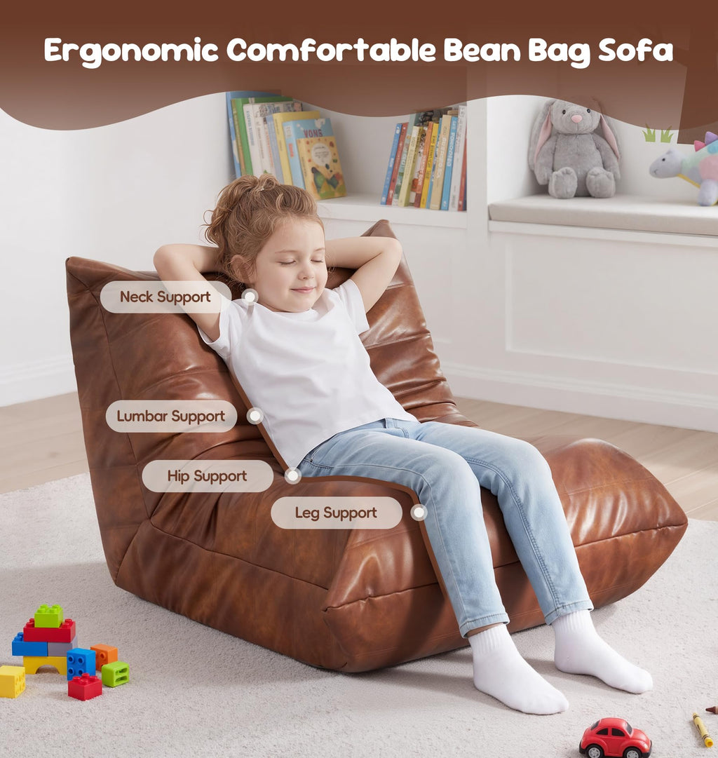 Hobestluk Bean Bag Chair Adult Leather Togo Chair Memory Foam Living Room