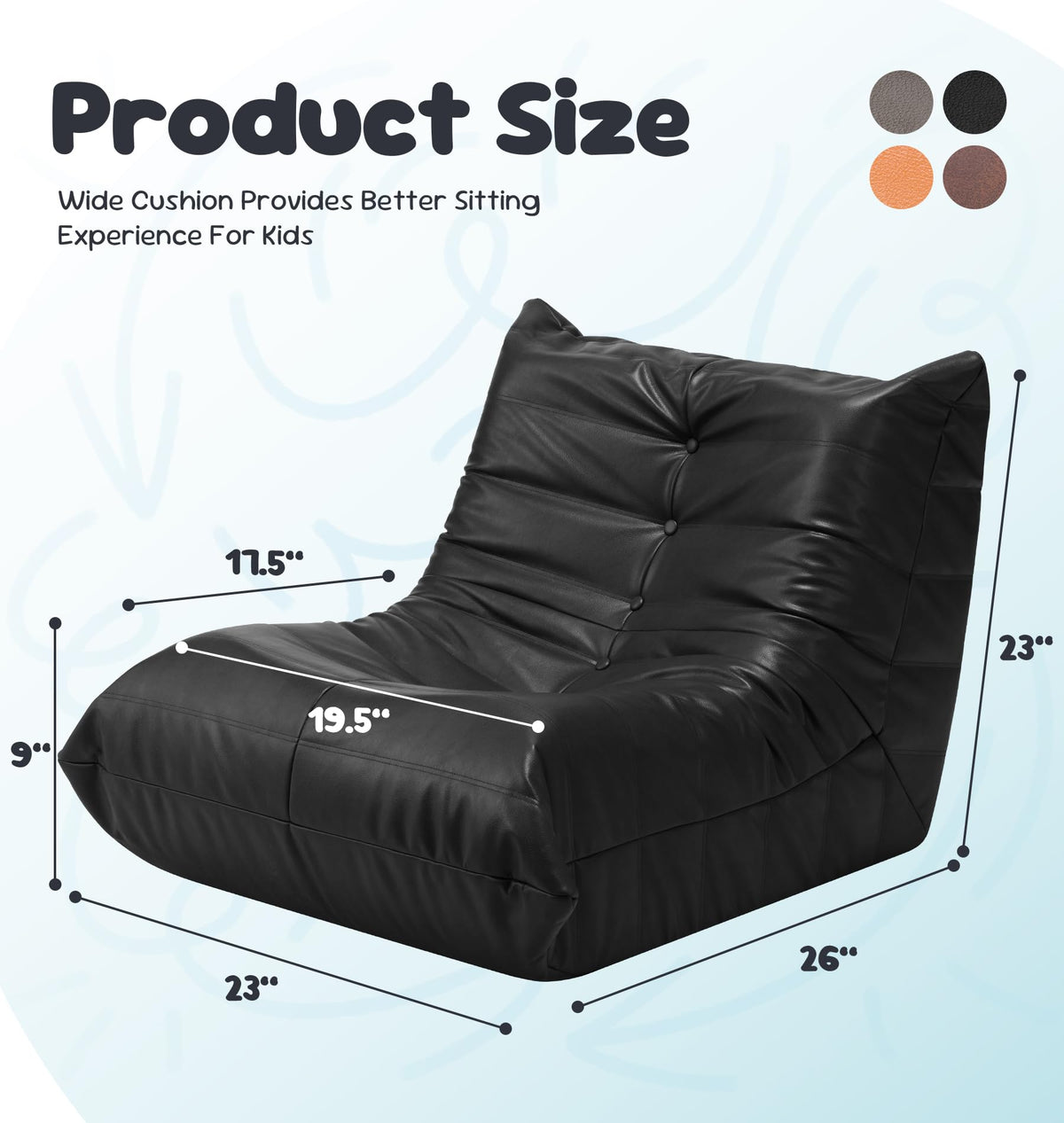 Hobestluk Bean Bag Chair Adult Leather Togo Chair Memory Foam Living Room