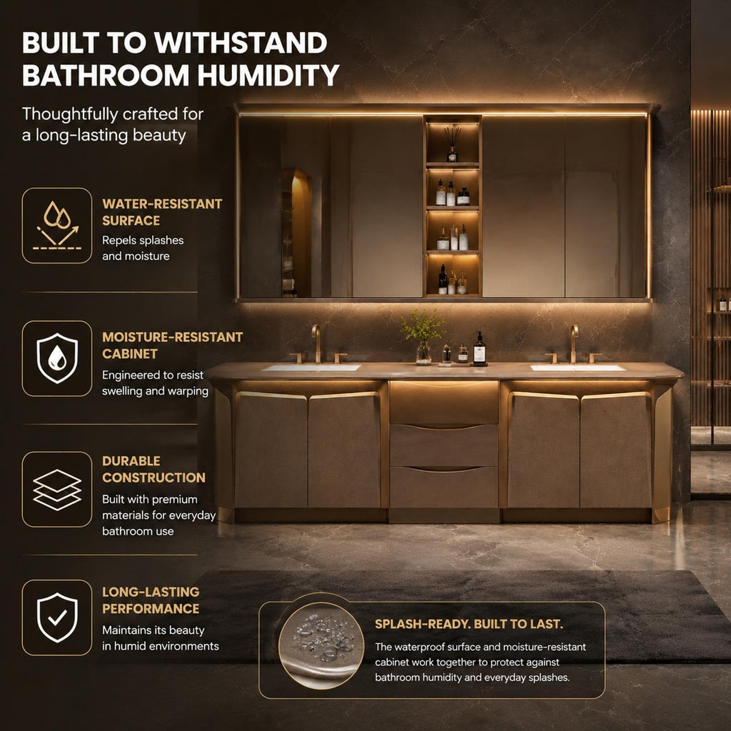 78 IN Freestanding Double-Sink Bathroom Vanity with LED Mirror Cabinet
