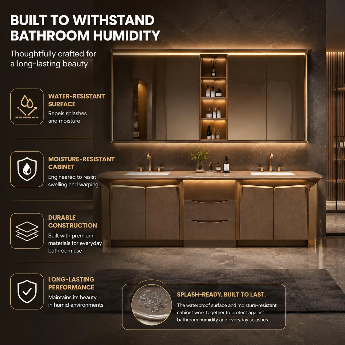 78 IN Freestanding Double-Sink Bathroom Vanity with LED Mirror Cabinet