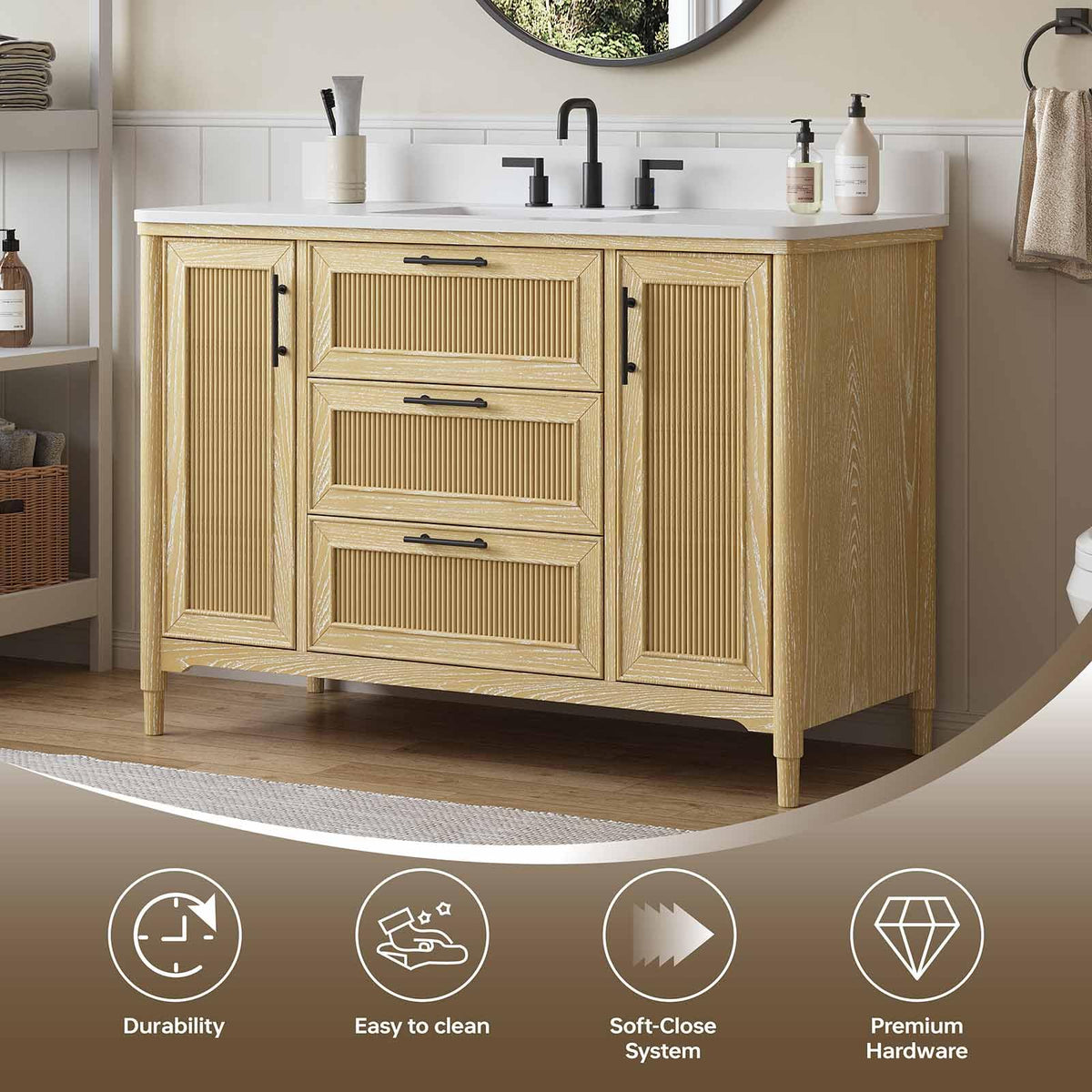 48 Inch Bathroom Vanity with Sink, Fully Assembled, Green