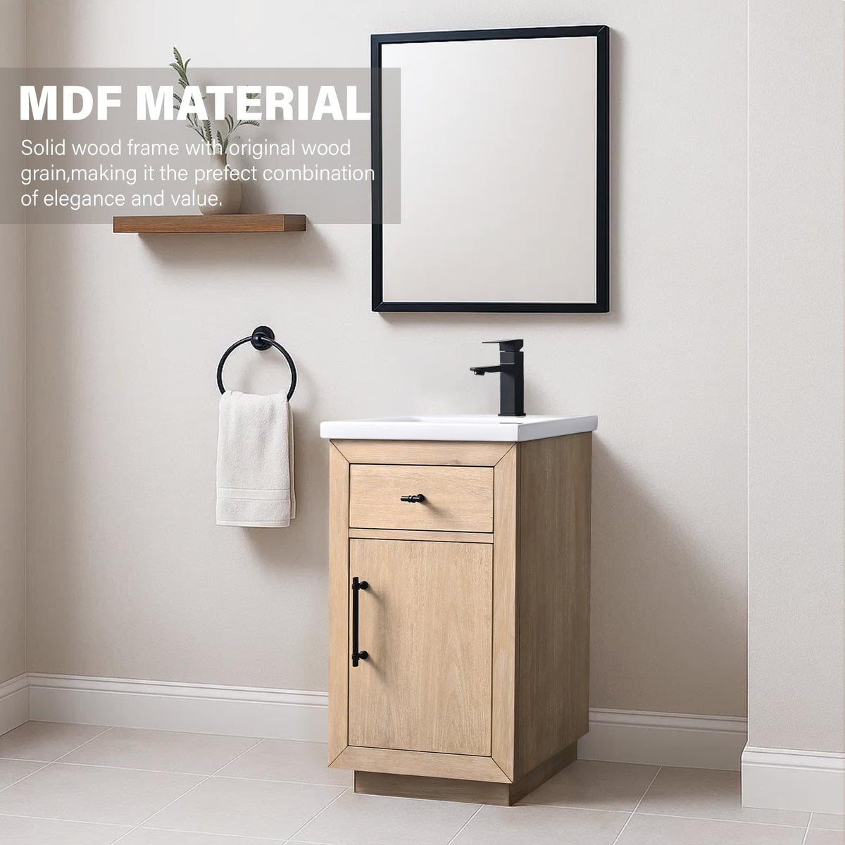 HOMEBEYOND 72" Bathroom Vanity with Double Sink & Ceramic Top, MDF Material Vanity Cabinet with Basin Combo, Soft-Closing Doors, Removable Shelf, Backsplash, Tan