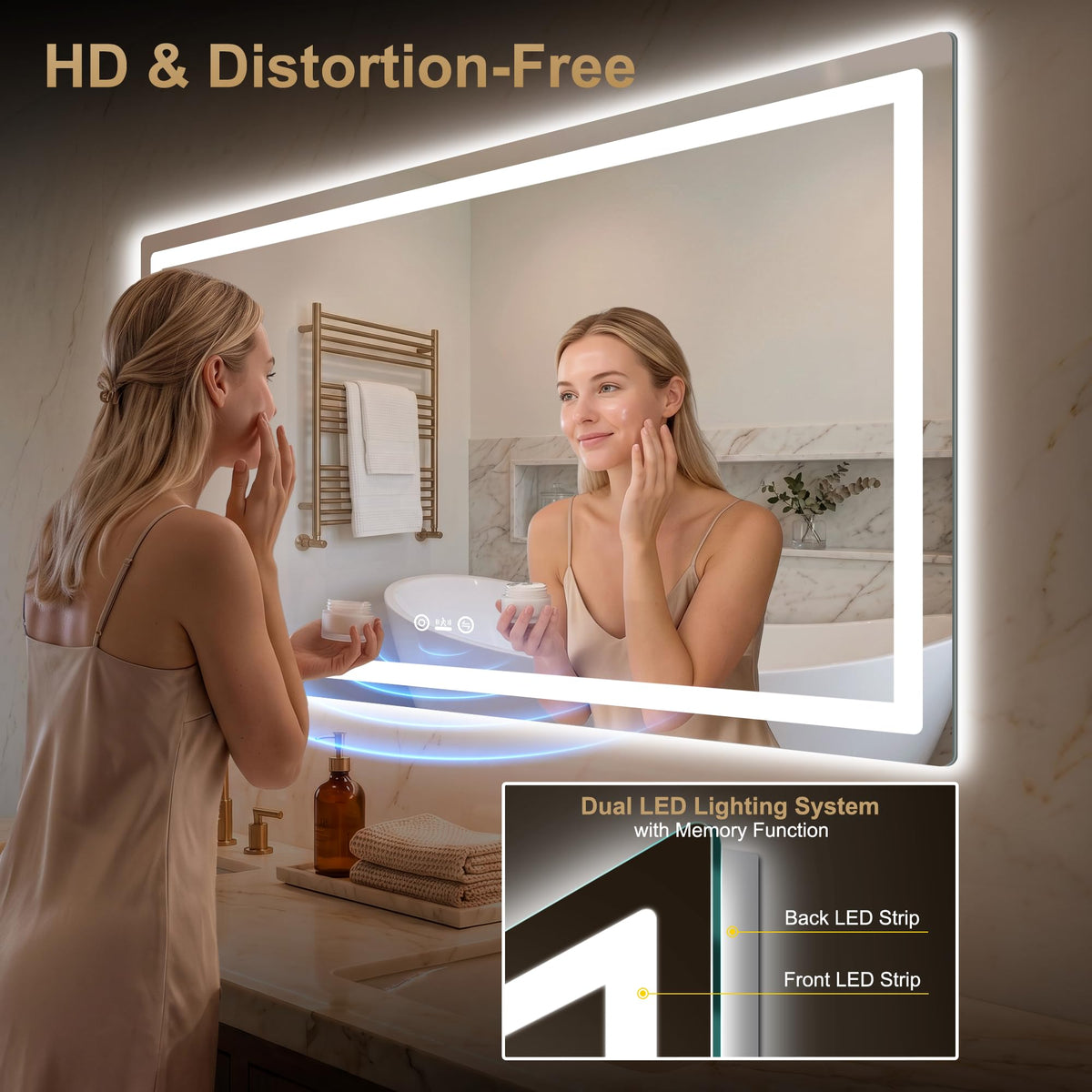 LED Bathroom Vanity Mirror with Lights, 30"x50", Motion Sensor Auto On/Off
