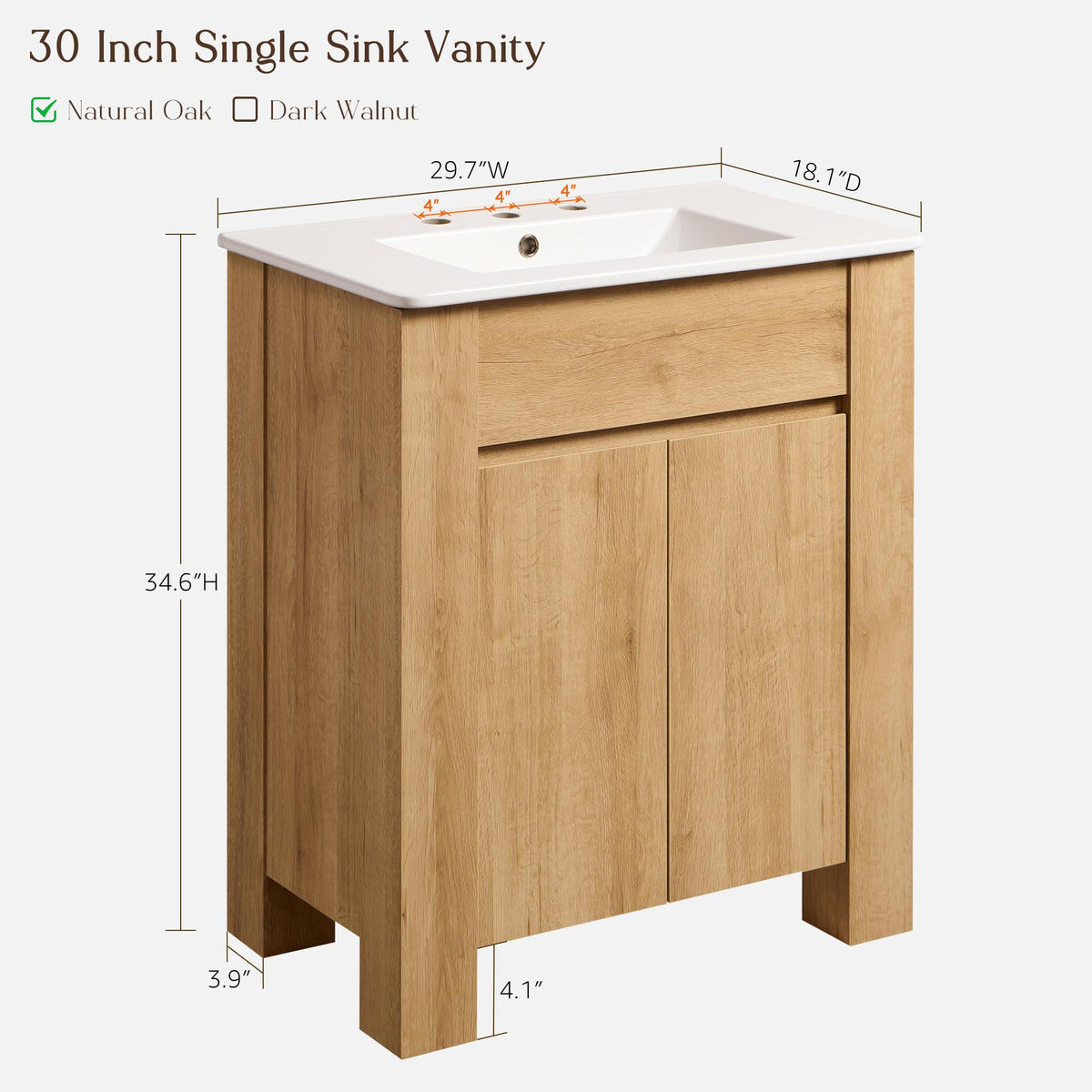 T4TREAM 47.6 Inch Modern Bathroom Vanity with Double Sink, Natural Oak