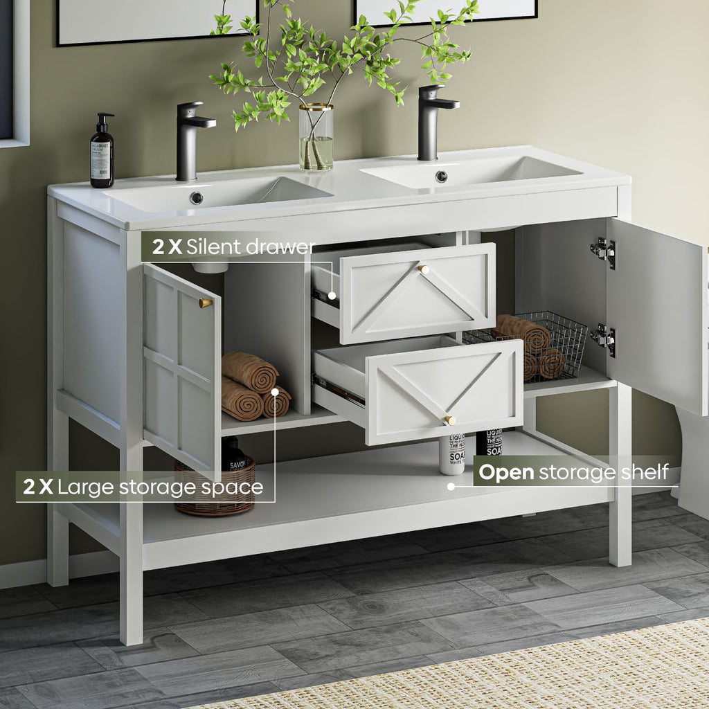30" Bathroom Vanity with Sink, Modern Bathroom Cabinet, White
