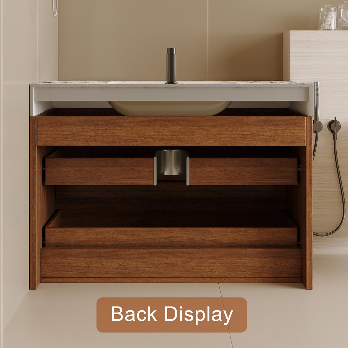 Glintee 40" Floating Bathroom Vanity & Sintered Stone Top, Black