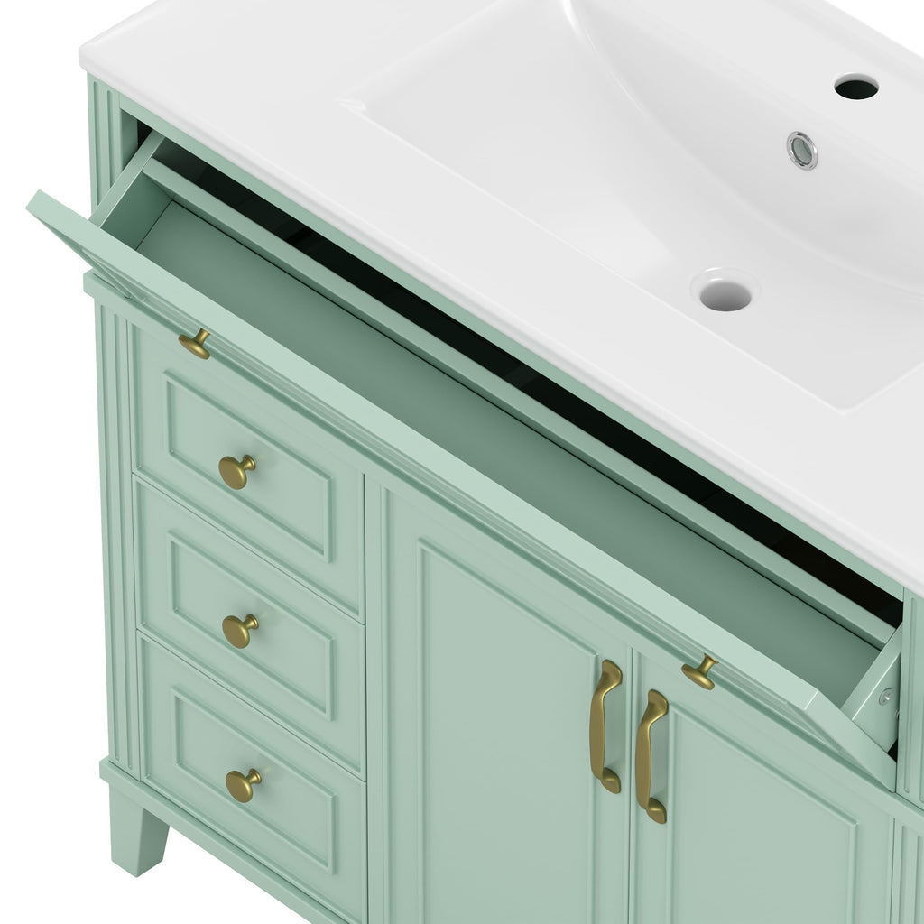 YOPTO 20" Bathroom Vanity with Ceramic Sink, French Style, Black