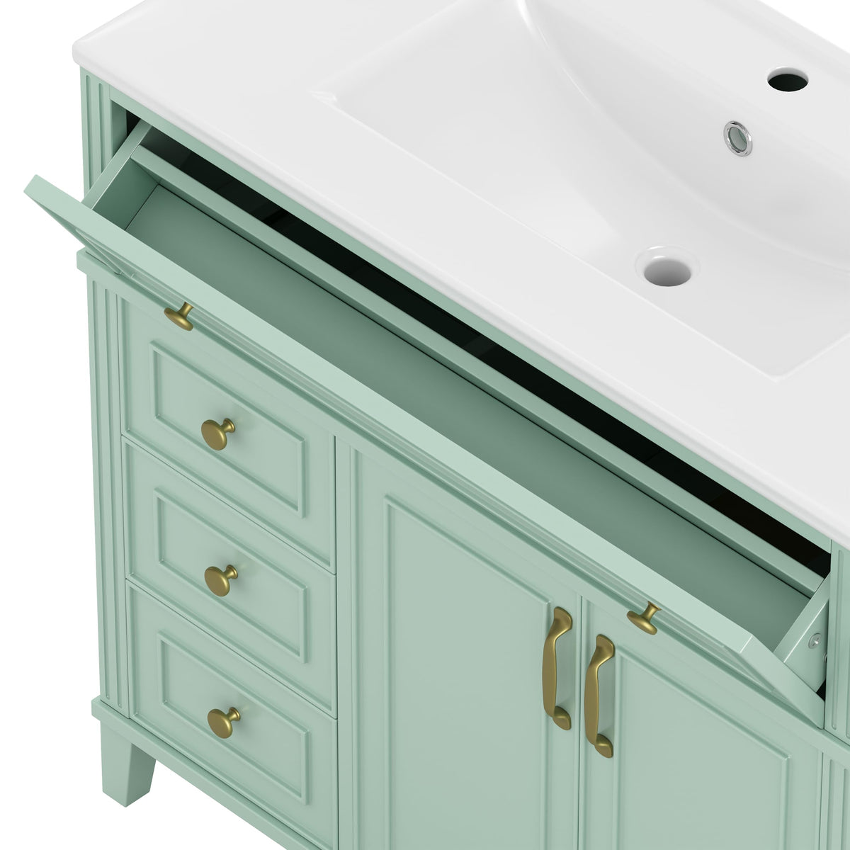 YOPTO 20" Bathroom Vanity with Ceramic Sink, French Style, Black