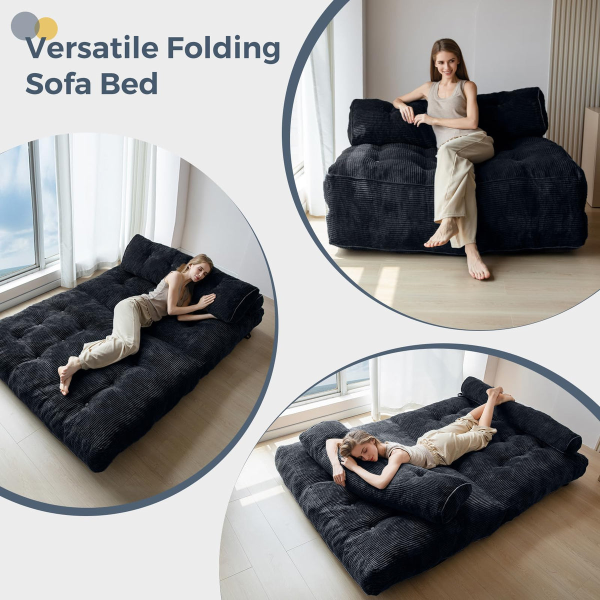 MAXYOYO Folding Sofa Bed, Convertible Chair Bed with Pillow