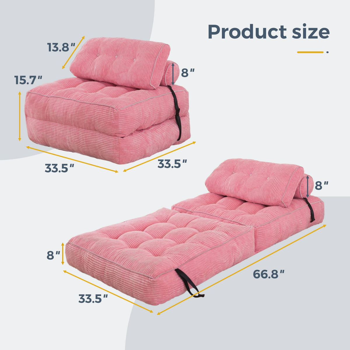 MAXYOYO Folding Sofa Bed, Convertible Chair Bed with Pillow