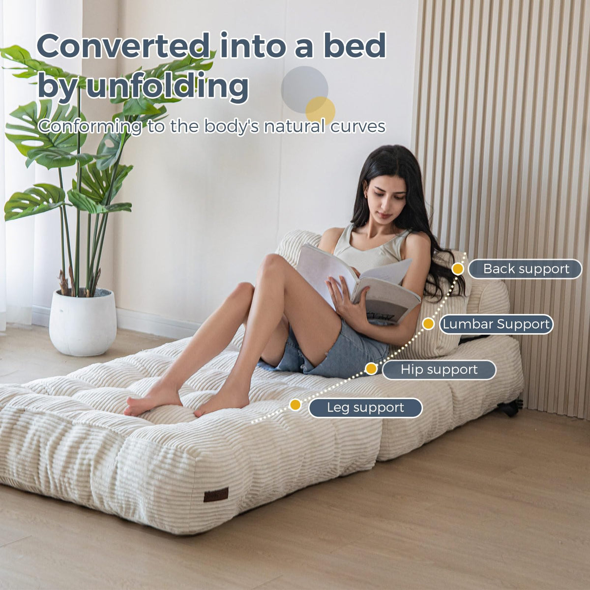 MAXYOYO Folding Sofa Bed, Convertible Chair Bed with Pillow
